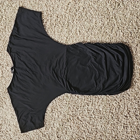 Aqua Little Black Dress LBD Batwing Sleeve Ruched Tencel Blend Small - Picture 4 of 4